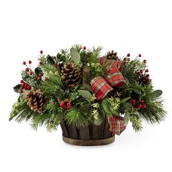 The  Holiday Homecomings Basket from Clifford's where roses are our specialty